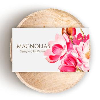 vintage pink magnolias floral business card