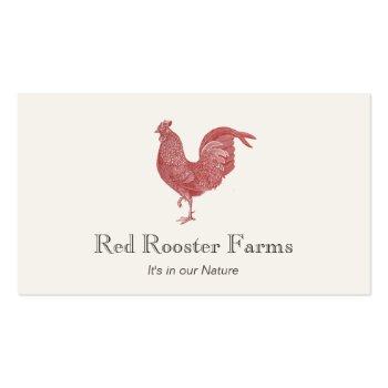 Small Vintage Red Rooster Farm To Table Catering 2 Business Card Front View
