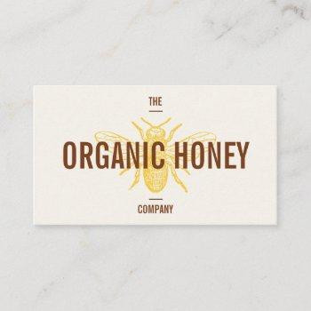 vintage retro handmade brown yellow honey bee logo business card
