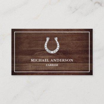 vintage rustic country barn wood horseshoe farrier business card