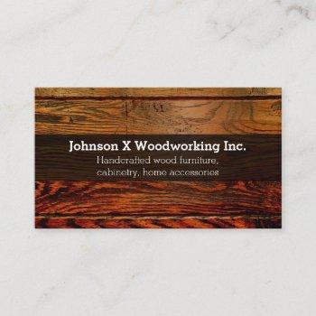 vintage rustic wood plank carpentry woodworking business card