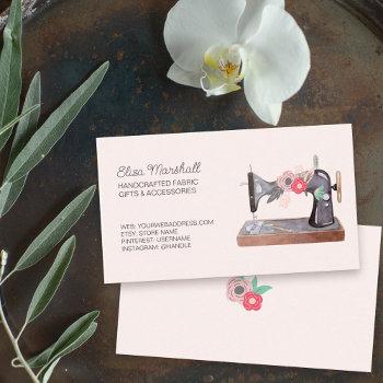 vintage sewing machine boho floral blush business card