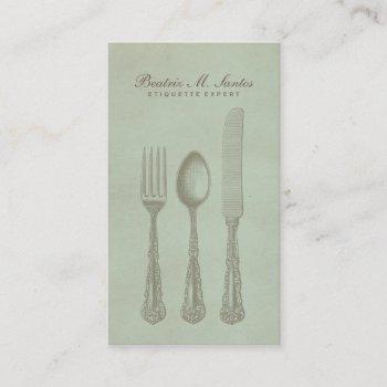 vintage silverware cool fork spoon knife simple business card