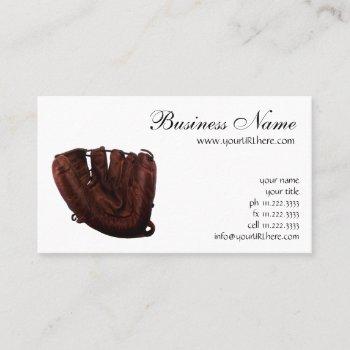 vintage sports, antique leather baseball glove business card