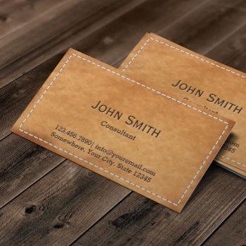 vintage stitched frame leather texture business card