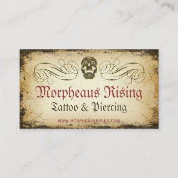 Small Vintage Sugar Skull Tattoo Parlor Business Card Front View