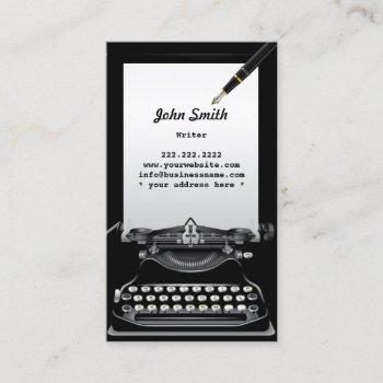 vintage typewriter and pen writer business card
