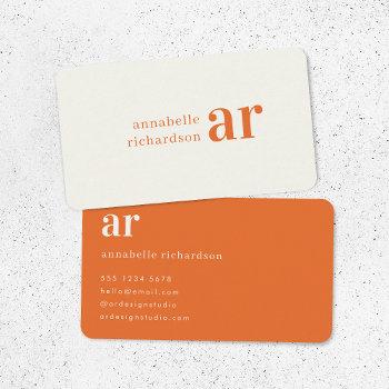vintage typography monogram retro orange stylish business card