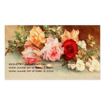 Small Vintage Wedding, Antique Rose Flowers Floral Art Business Card Back View