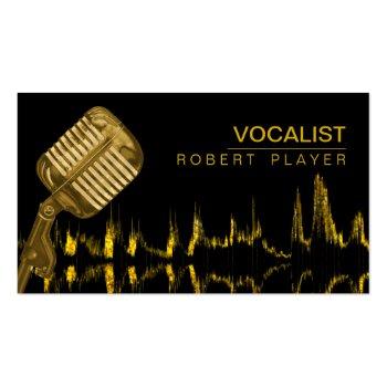 Small Vocalist Singer Dj Music Teacher Microphone Gold Business Card Front View