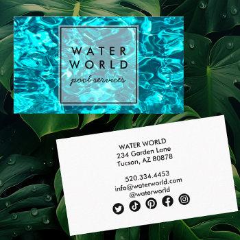 water sparkles swimming pool service photo travel business card
