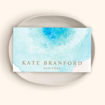  watercolor abstract in turquoise blue  business card