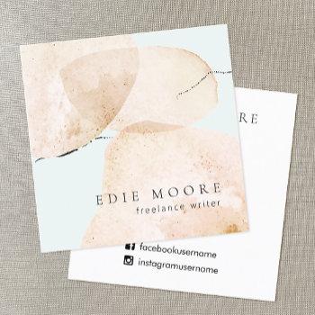 watercolor abstract painted art square business card