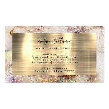 Small Watercolor And Gold Foil Business Card Back View