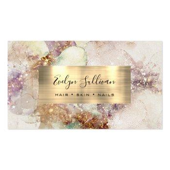 Small Watercolor And Gold Foil Business Card Front View