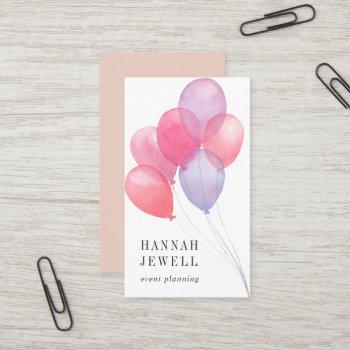 watercolor balloons event planner business card