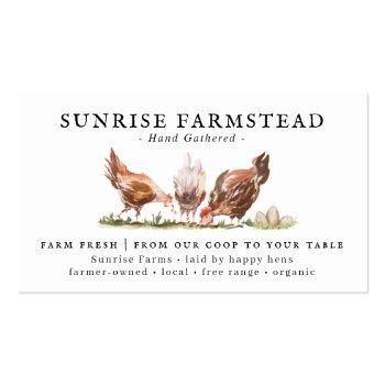 Small Watercolor Chickens | Farm Fresh Eggs Business Card Front View