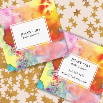 watercolor colorful textured painting vivid square business card