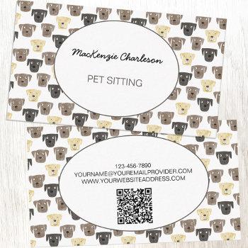 watercolor dog pet sitting qr code business card