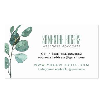 Small Watercolor Eucalyptus Branches Essential Oil Business Card Back View
