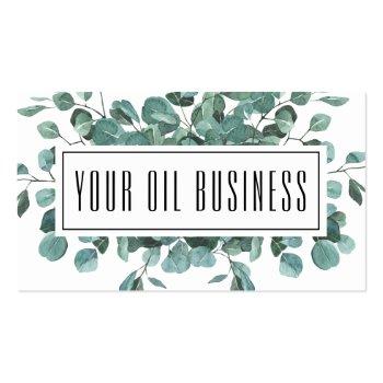 Small Watercolor Eucalyptus Branches Essential Oil Business Card Front View