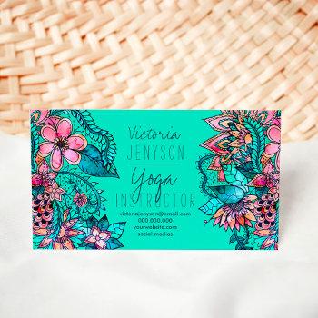 watercolor floral illustration yoga instructor 2 business card