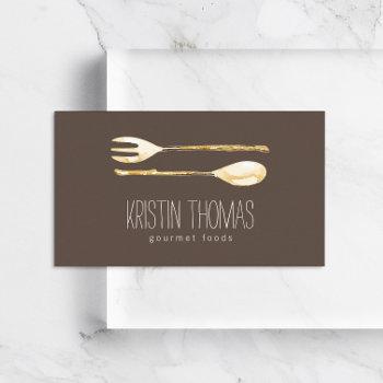 watercolor fork and spoon catering business card