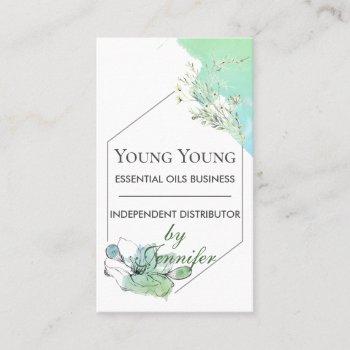 watercolor green floral essential oils living business card