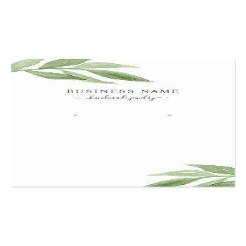 Small Watercolor Greenery Earring Jewelry Display Business Card Front View