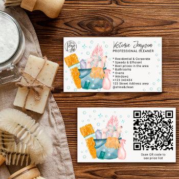 watercolor housekeeping maid cleaning services business card