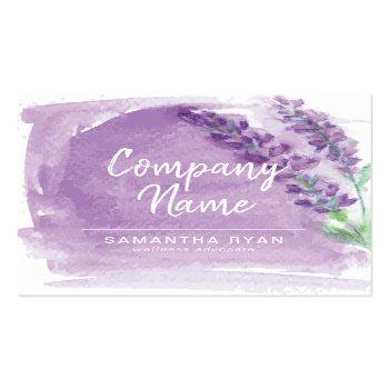 Small Watercolor Lavender Essential Oils Square Business Card Front View