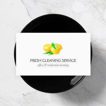 watercolor lemons cleaning services white business card