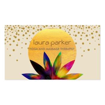 Small Watercolor Lotus Flower Logo Yoga Healing Health Business Card Front View