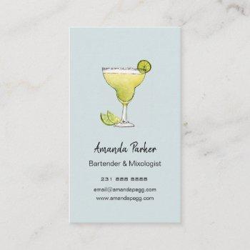 watercolor margarita bartender, mixologist busines business card