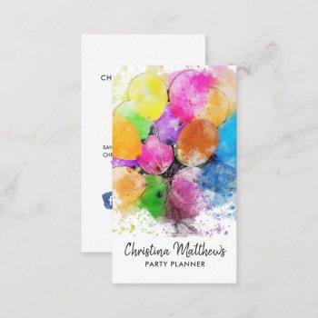 watercolor party balloons business card