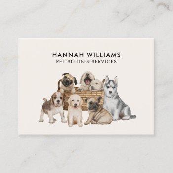 watercolor pet sitting services business card