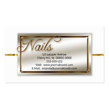 Small Watercolor Polish Nail Salon | Stylist Faux Gold Business Card Back View