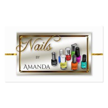 Small Watercolor Polish Nail Salon | Stylist Faux Gold Business Card Front View