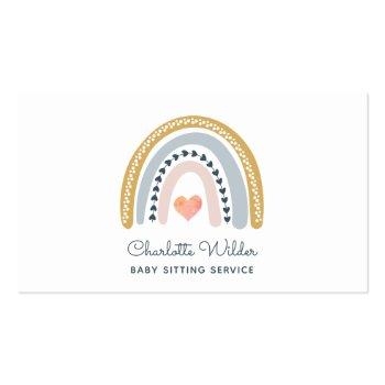 Small Watercolor Rainbow Baby Sitter Business Card Front View