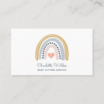 watercolor rainbow baby sitter business card