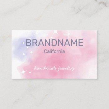 watercolor rainbow galaxy stars pastel purple pink business card