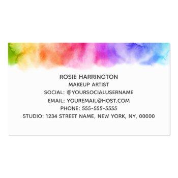 Small Watercolor Rainbow Girly Business Card Back View