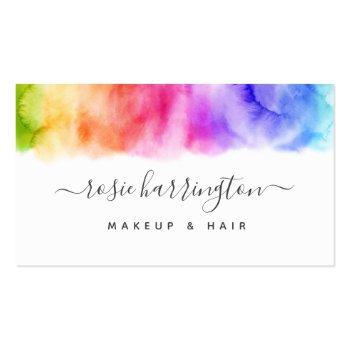 Small Watercolor Rainbow Girly Business Card Front View