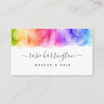 watercolor rainbow girly business card