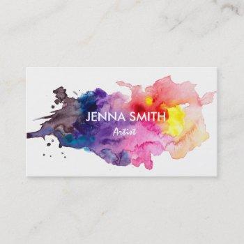 watercolor splash design artist business card