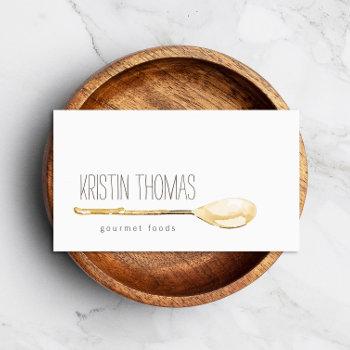 watercolor spoon catering, chef business card