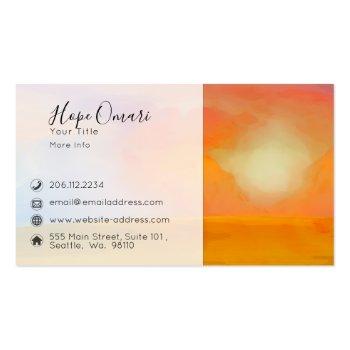 Small Watercolor Sunrise Over Golden Field Business Card Back View