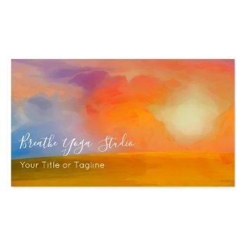 Small Watercolor Sunrise Over Golden Field Business Card Front View