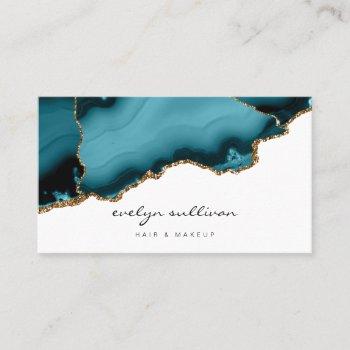 watercolor teal agate business card