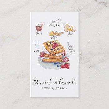 watercolor waffle logo restaurant map business card